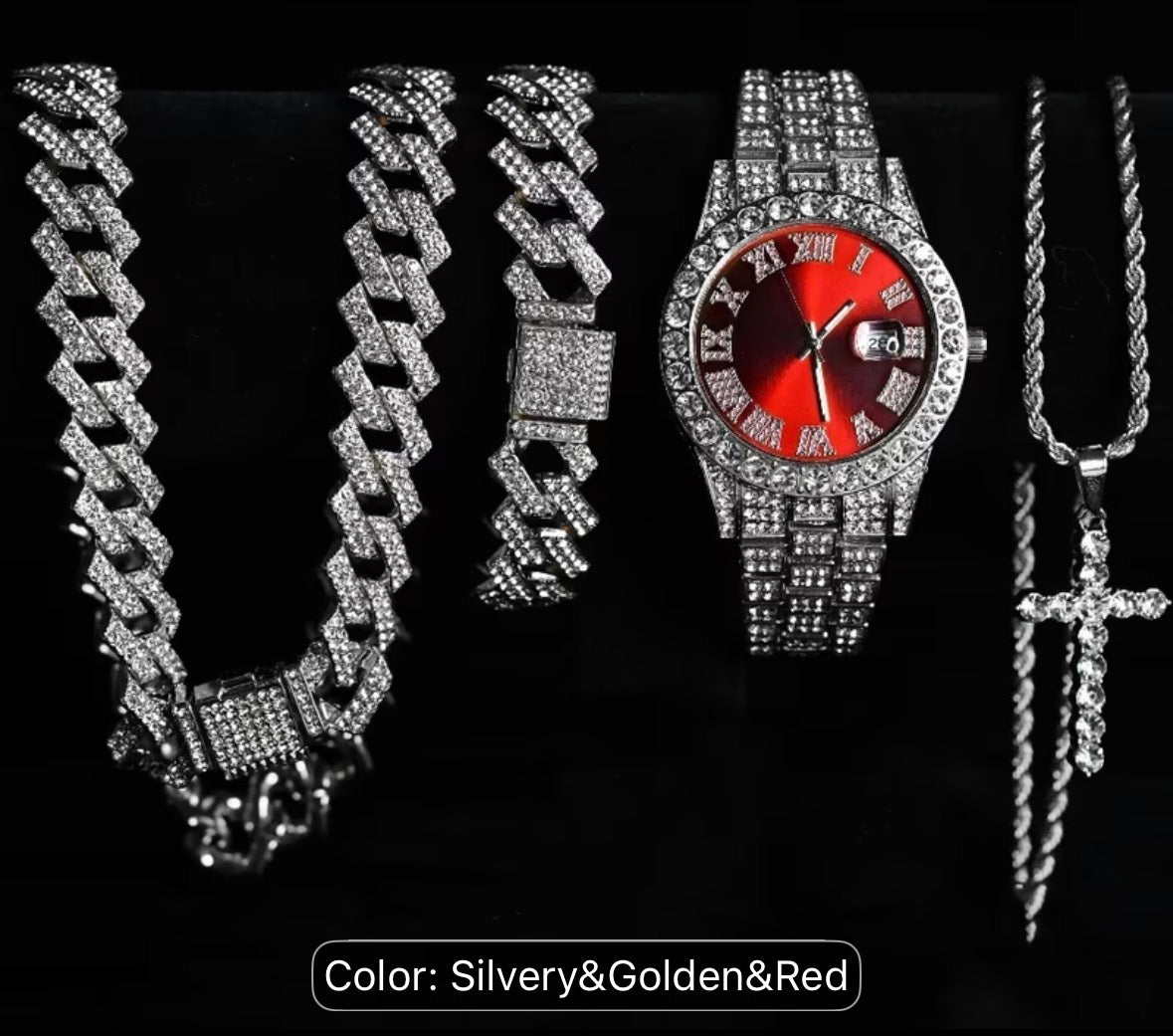 Dark red diamond jewelry blundle